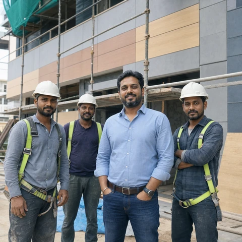 Fictional Indian facade contractor team profile